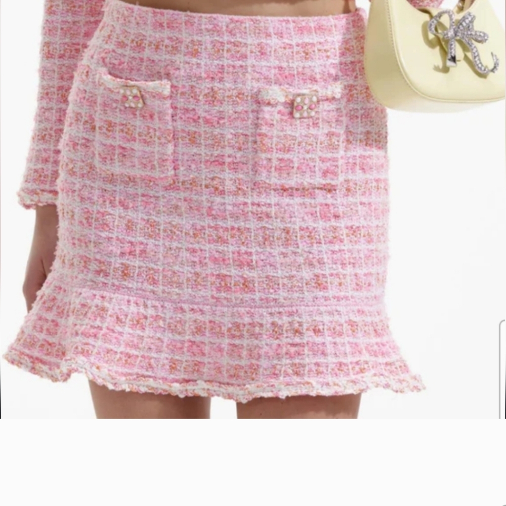 Self-Portrait Knit Sparkling, Pink Multi-tone Skirt.😍